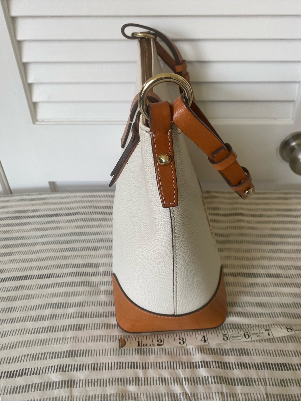 Dooney & Bourke Cream and Tan Leather Shoulder Hobo - Picture 3 of 6